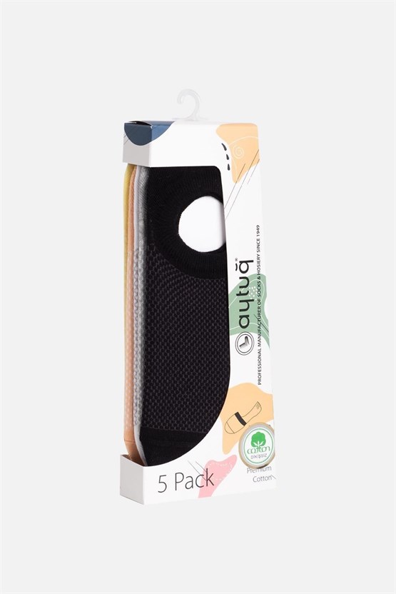 Aytuğ Kadın Pamuklu 5 Çift Özel Kutulu No Show Çorap Çok Renkli