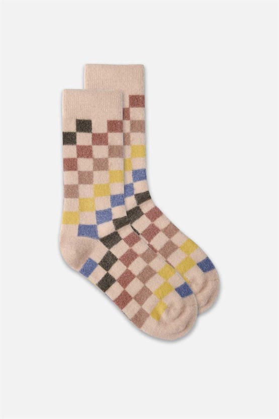 Aytuğ Kadın Soft Peluş Termal Tekli Soket Uyku Çorabı Sarı