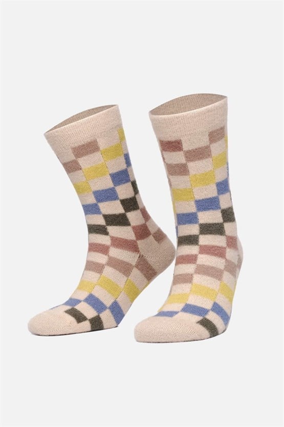 Aytuğ Kadın Soft Peluş Termal Tekli Soket Uyku Çorabı Sarı