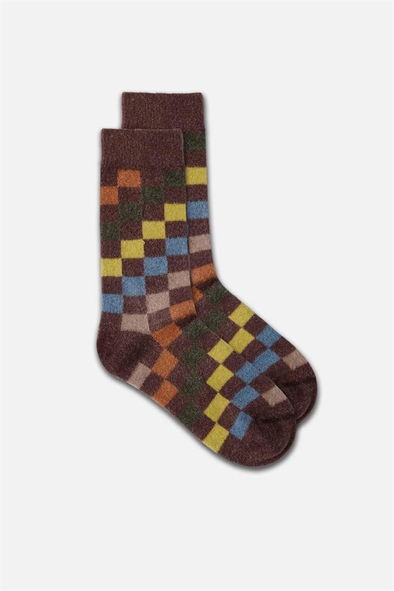 Aytuğ Kadın Soft Peluş Termal Tekli Soket Uyku Çorabı Kahverengi