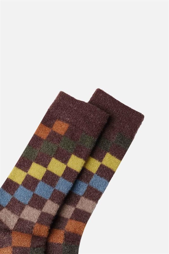 Aytuğ Kadın Soft Peluş Termal Tekli Soket Uyku Çorabı Kahverengi