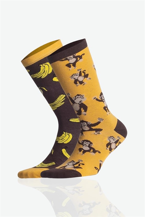 Unisex Pamuklu 3 Çift Hayvan Desenli Eğlenceli Soket Çorabı Hayvan Desenli