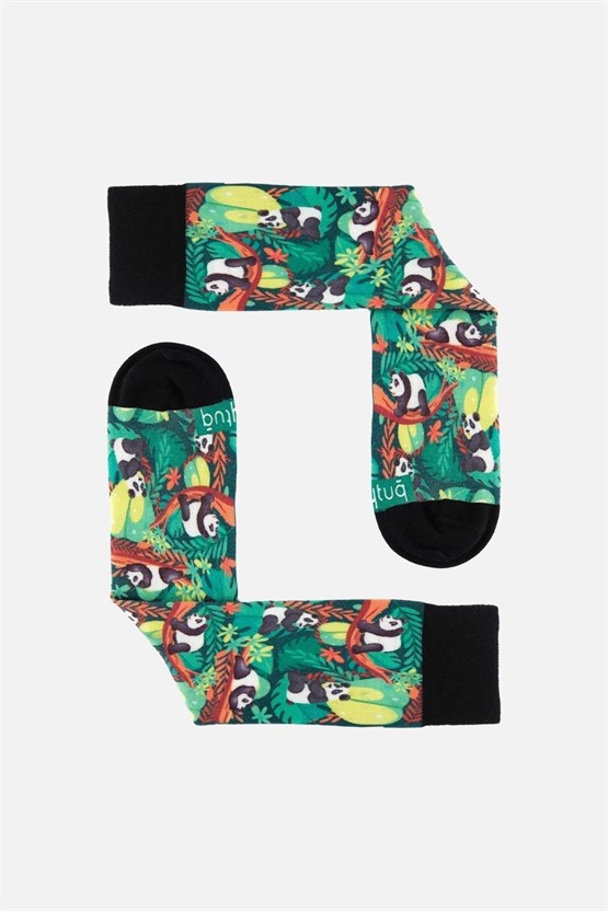 Aytuğ Unisex Pamuklu Panda Desenli Eğlenceli Soket Çorabı Panda Desenli