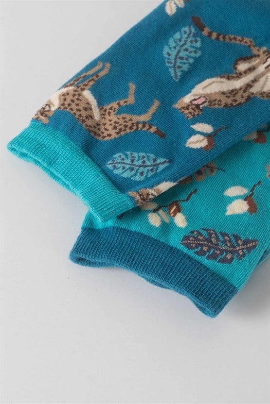 Aytuğ Unisex Pamuklu Tekli Leopar Desenli Eğlenceli Soket Çorabı Leopar Desenli