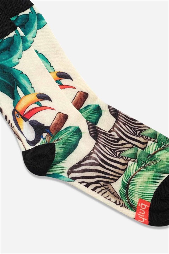 Aytuğ Unisex Pamuklu Zebra Desenli Eğlenceli Soket Çorabı Zebra Desenli