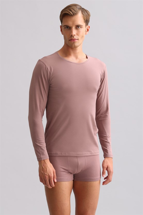 BAMBU HERCULES Slim Fit Bisiklet Yaka Uzun Kollu Erkek Fanila Lavender