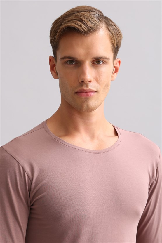 BAMBU HERCULES Slim Fit Bisiklet Yaka Uzun Kollu Erkek Fanila Lavender