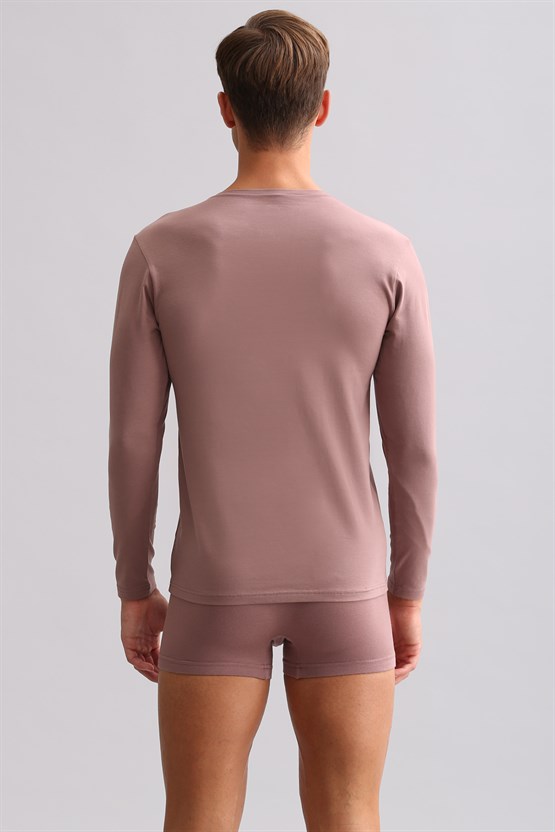 BAMBU HERCULES Slim Fit Bisiklet Yaka Uzun Kollu Erkek Fanila Lavender