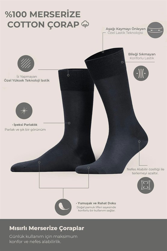 Erkek %100 Merserize 6 Çift Düz Süper İnce Soket Çorap Çok Renkli