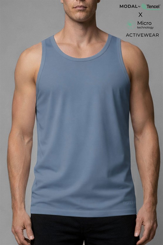 Erkek Activewear Angelino Modal by Tencel Sporcu Atlet Mavi