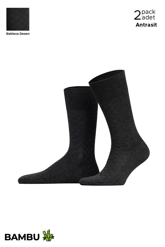 Erkek Bambu 6 Çift Baklava Desenli Süper İnce  Soket Çorap Çok Renkli