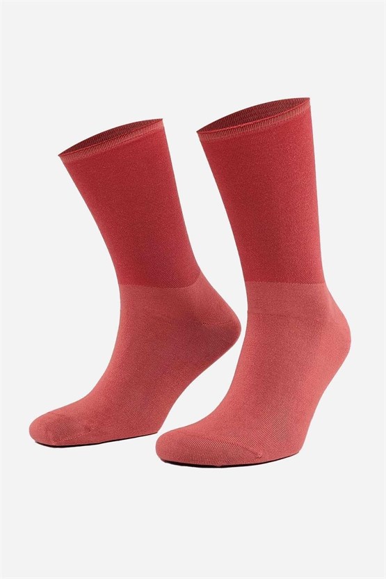 Erkek Bambu Tekli Diabetiker Lastiksiz Soket Çorap Kiremit