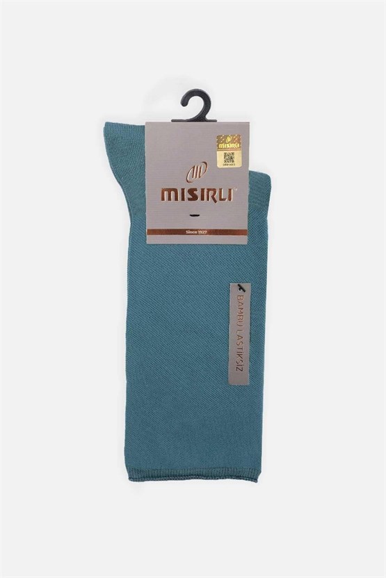 Erkek Bambu Tekli Diabetiker Lastiksiz Soket Çorap Pastel Mavi