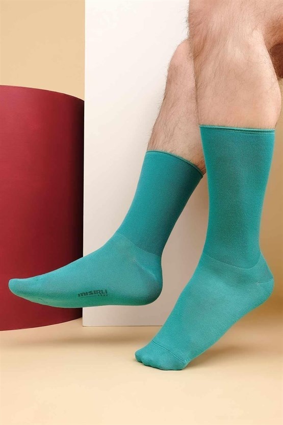 Erkek Bambu Tekli Diabetiker Lastiksiz Soket Çorap Mavi