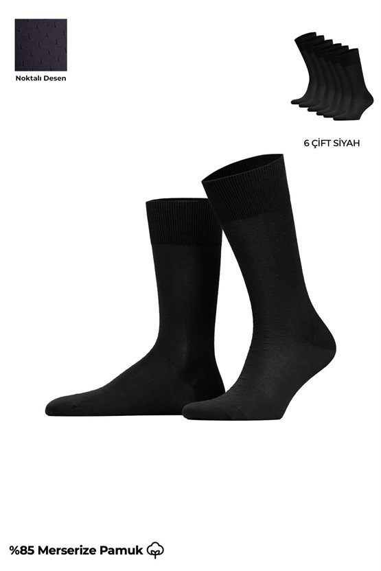 Erkek Merserize 6 Çift Noktalı Desenli Süper İnce Soket Çorap Siyah