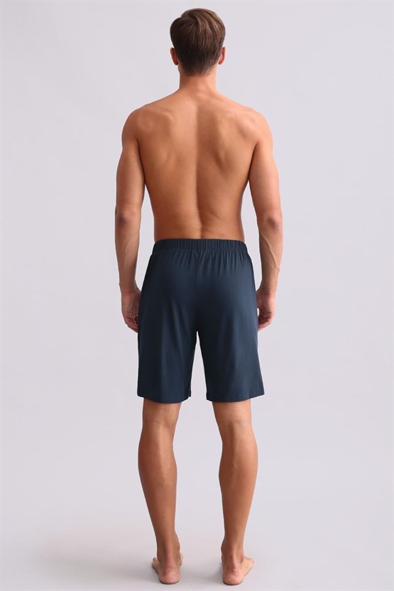 Erkek Modal Şort Pijama Gece Mavisi