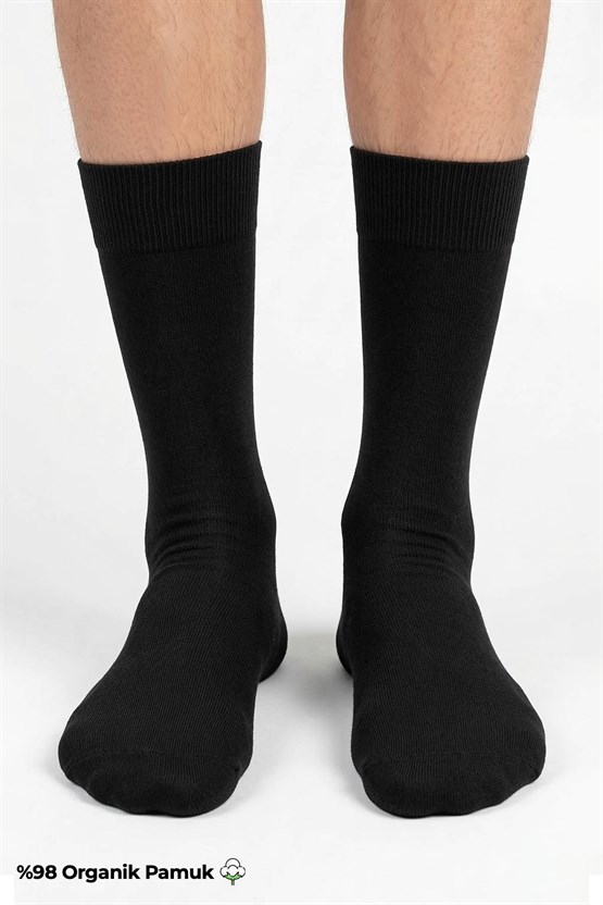 Erkek Pamuklu 6 Çift Düz Süper İnce Soket Çorap Siyah