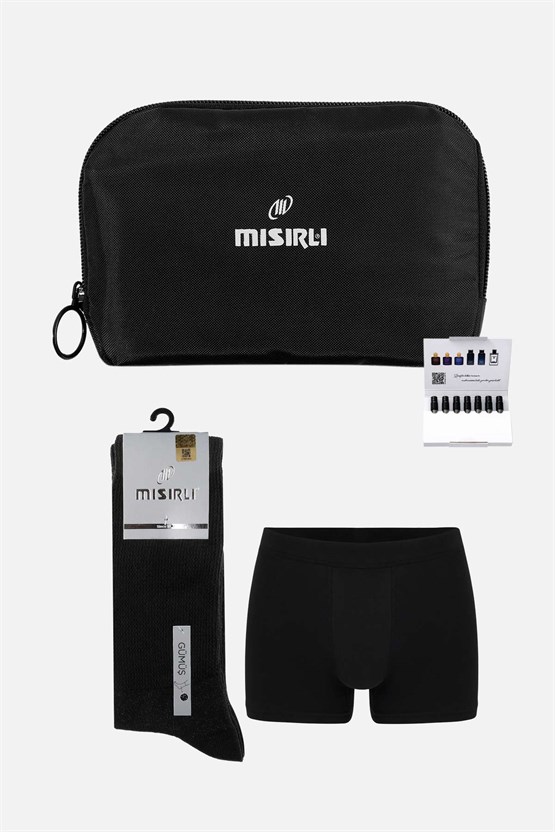 Erkek Siyah Gümüş  Hediye Paketi