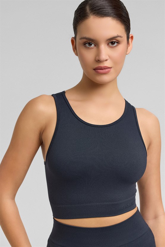 Kadın Activewear Alda Seamless Crop Antrasit