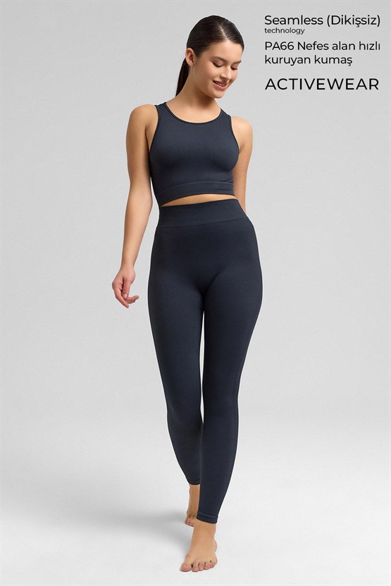 Kadın Activewear Barbara Seamless Ripli Bra Antrasit