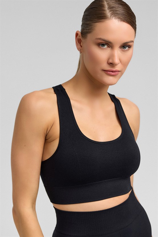 Kadın Activewear Barbara Seamless Ripli Bra Siyah