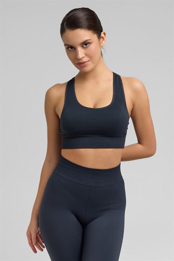 Kadın Activewear Barbara Seamless Ripli Bra Antrasit