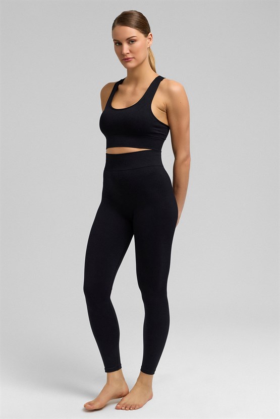 Kadın Activewear Barbara Seamless Ripli Bra Siyah
