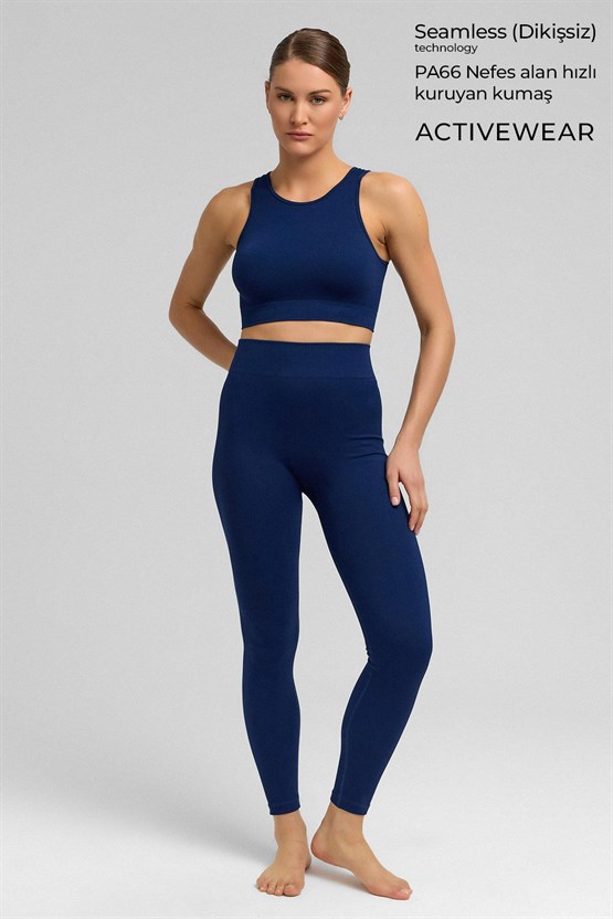 Kadın Activewear Barbara Seamless Ripli Bra Lacivert