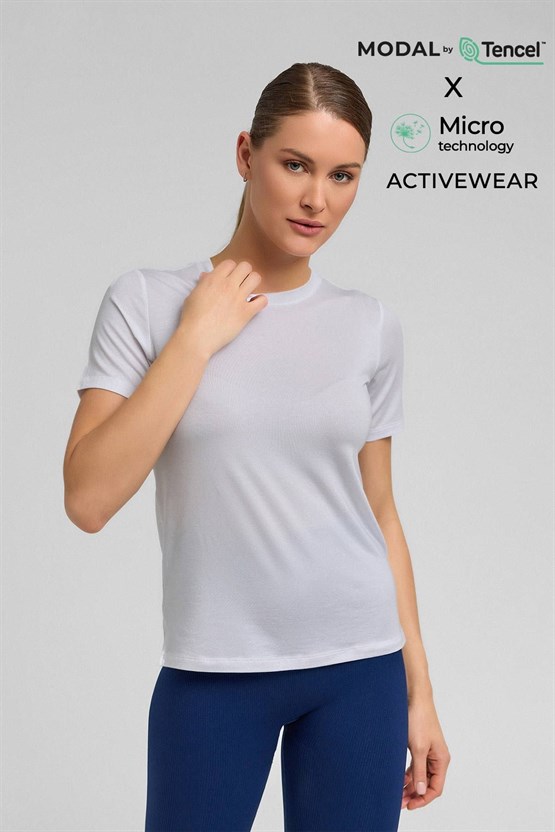 Kadın Activewear Zeta Modal by Tencel Tişört Beyaz