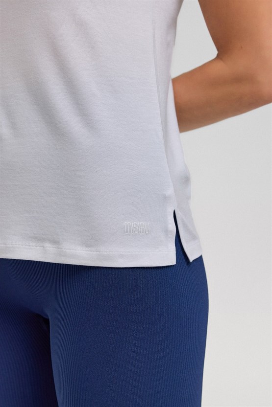 Kadın Activewear Zeta Modal by Tencel Tişört Beyaz