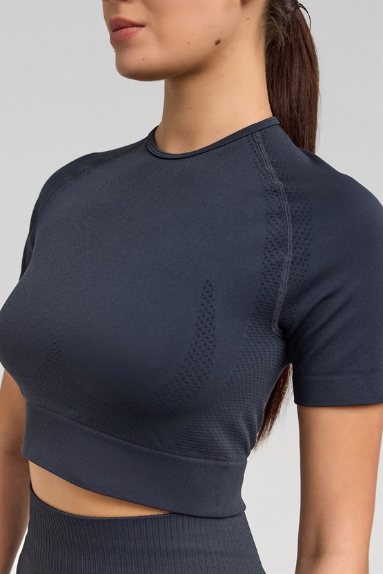 Kadın Annetta Seamless Kısa Kol Tişört Antrasit