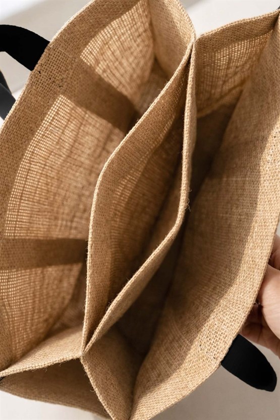 Kadın Hasır Jüt Çanta Vizon