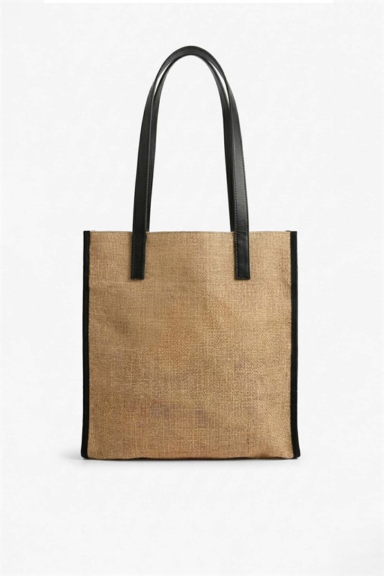 Kadın Hasır Jüt Çanta Vizon