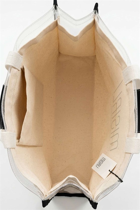 Kadın Kanvas PVS Plaj Çanta Ekru