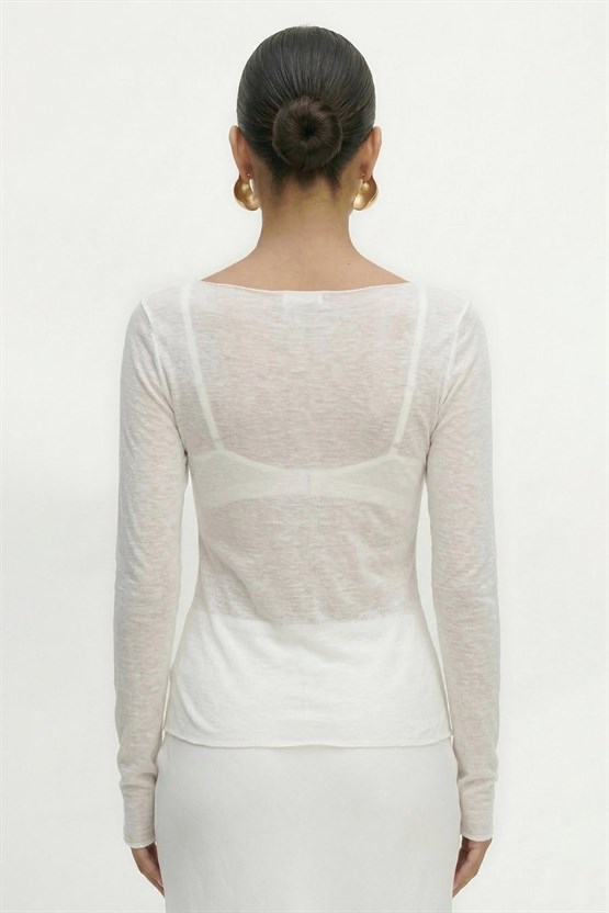 Kadın Kaşmir Ultra Yumuşak Kayık Fanila Beyaz