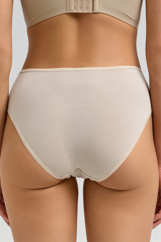 Kadın Micro Modal Yüksek Bel Hipster Ekru