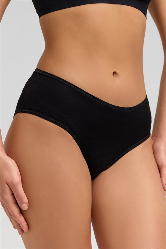 Kadın Micro Modal Yüksek Bel Hipster Siyah