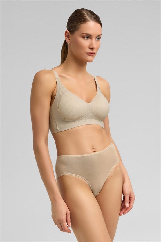 Kadın Micro Modal Yüksek Bel Hipster Ten