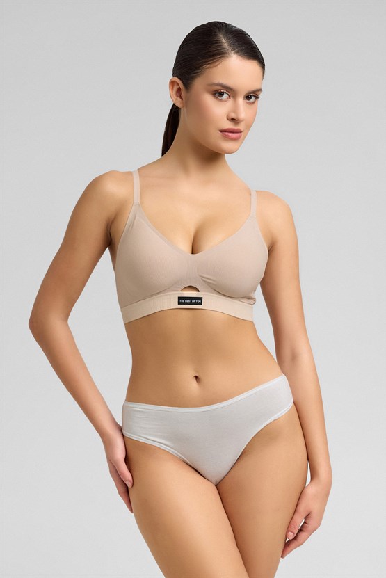 Kadın Mısırlı Modal Slip Külot Ekru
