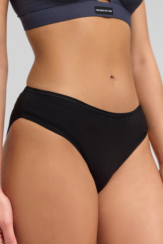 Kadın Mısırlı Modal Slip Külot Siyah