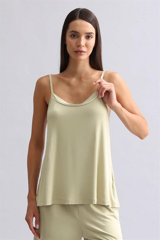 Kadın Modal İnce Askılı Pijama Üst Adaçayı Yeşili