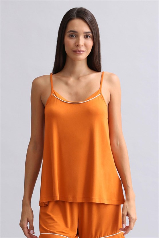 Kadın Modal İnce Askılı Pijama Üst Pas Kırmızı