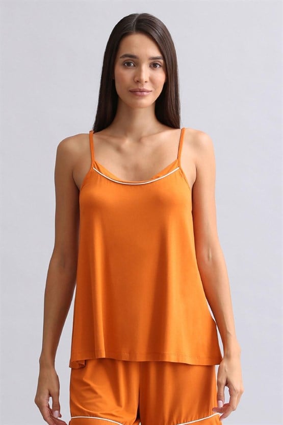 Kadın Modal İnce Askılı Pijama Üst Pas Kırmızı