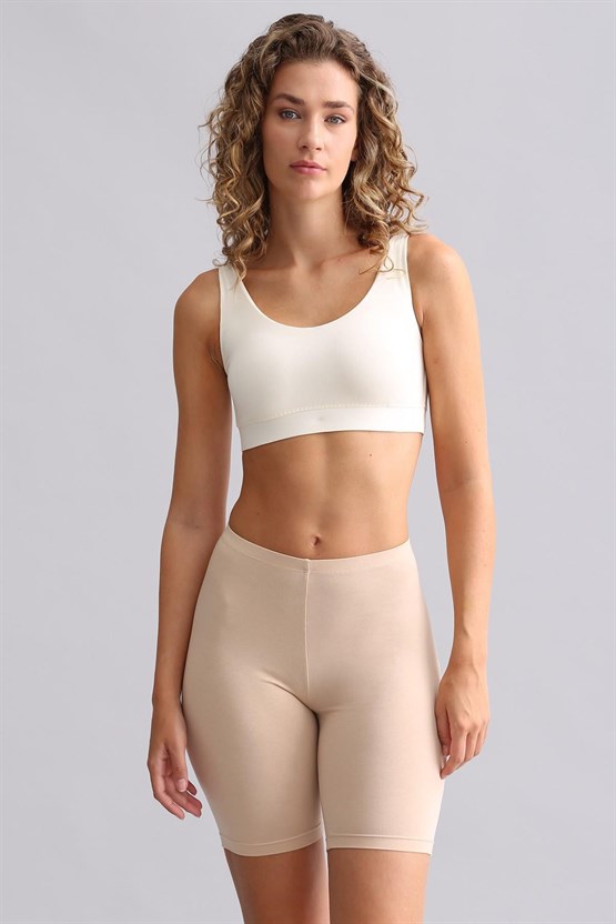 Kadın Modal by TENCEL MEGAN Crop Ekru