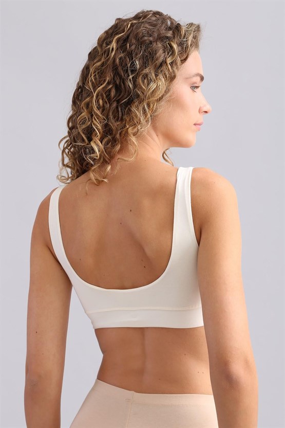 Kadın Modal by TENCEL MEGAN Crop Ekru