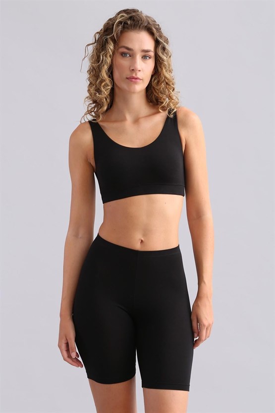 Kadın Modal by TENCEL MEGAN Crop Siyah