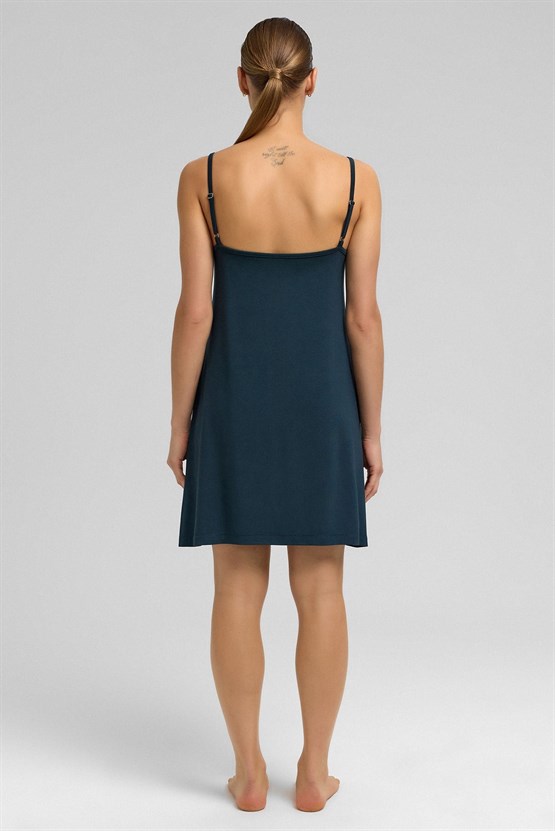 Kadın Örme İp Askılı Gecelik Antrasit