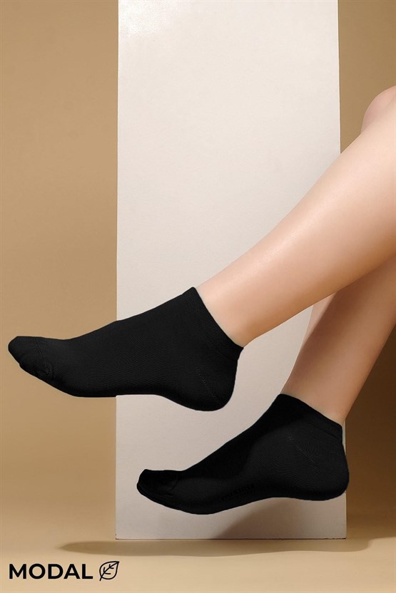 MODAL Kadın Kutulu 7 Çift Patik Çorap Siyah