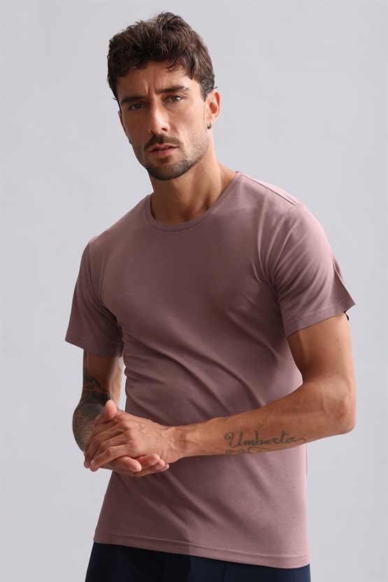 Mısırlı BAMBU HERCULES Slim Fit Bisiklet Yaka Fanila / T-Shirt Lavender
