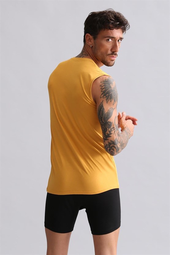Mısırlı BAMBU HERCULES Slim Fit Bisiklet Yaka Sporcu Atlet / T-Shirt Hardal